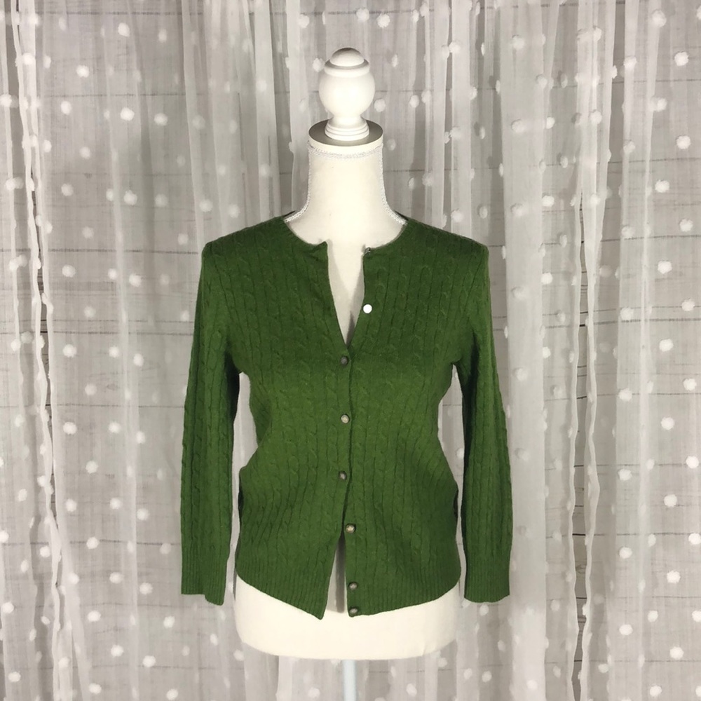 J. Crew Wool Blend Green Cardigan Sweater Small